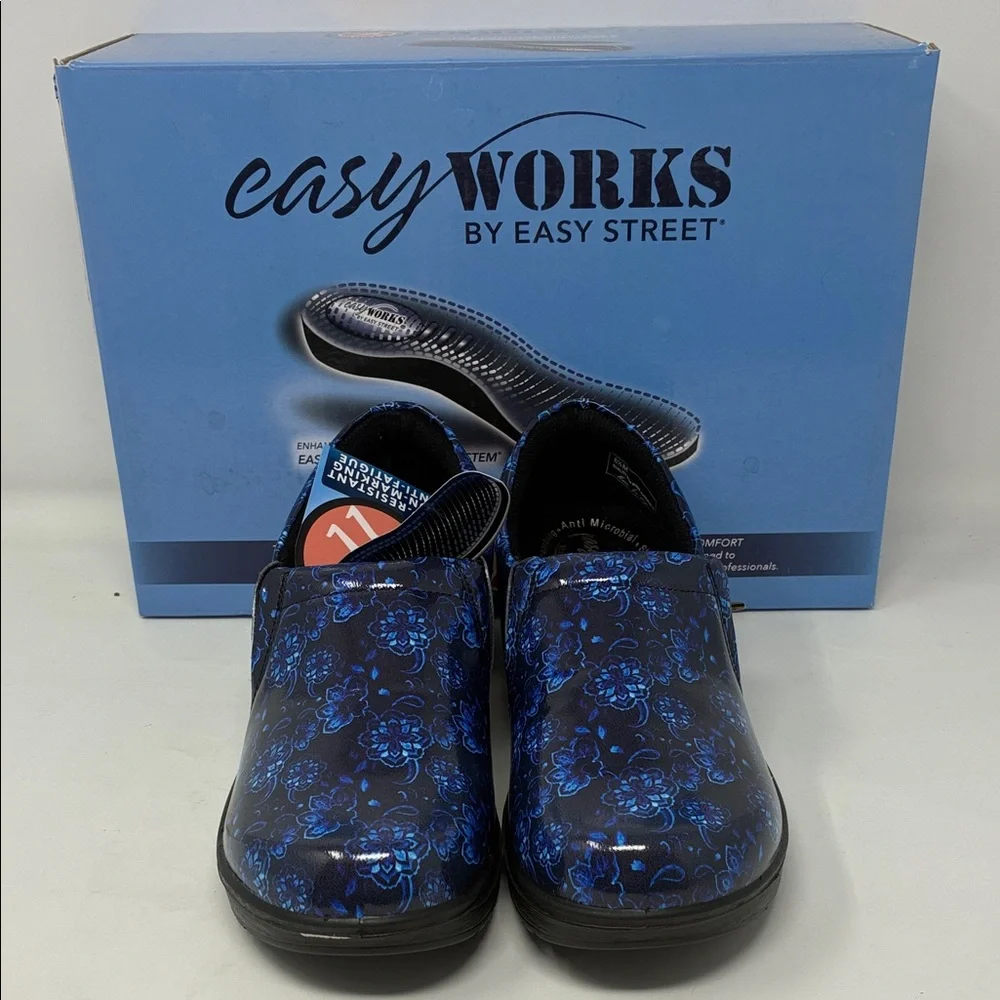 Easy Works by Easy Street Women’s Blue Patent Comfort Work Shoes - 6.5 - Picture 3 of 6